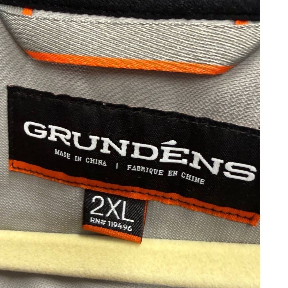 Grundens Full Zip Hooded Jacket Mens 2XL Grey Fleece Lined Soft Shell 119496 - Picture 8 of 16